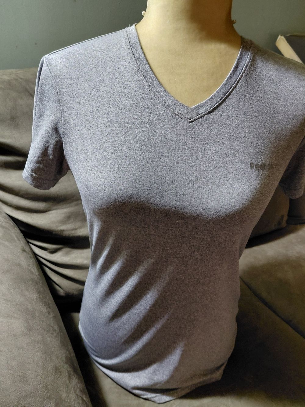 Reebok Women’s V-Neck Short Sleeve Top in Heather Gray